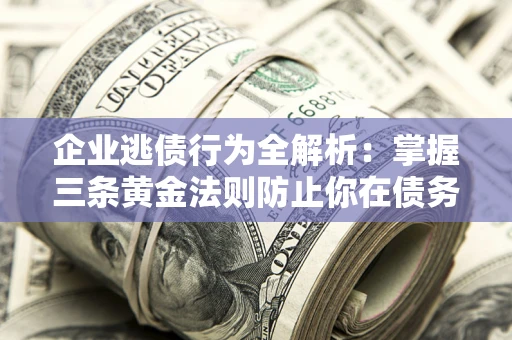 武汉企业逃债行为全解析：掌握三条黄金法则防止你在债务乱局中“踩雷”
